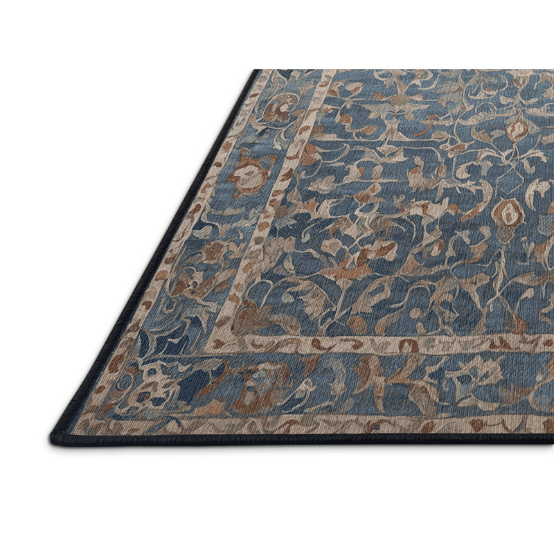 Tapis noir lavable à la machine, Rectangle 7 pi x 9 pi