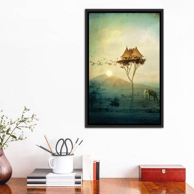 «Sunset» par Catrin Welz-Stein, H 26 po x l 18 po x P 1,5 po, Toile encadrée noir délavé