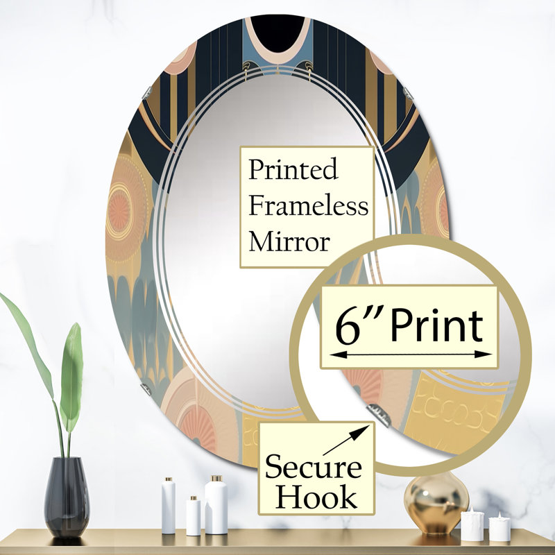 Curcuma - Miroir mural moderne ovale, 36 po x 24 po