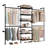 62''- 91'' L Shaped/c Shaped Metal Pipe Clothing Rack Wall Mounted With 6 Wooden Shelves & 4 Telescopic Rods-1966907444