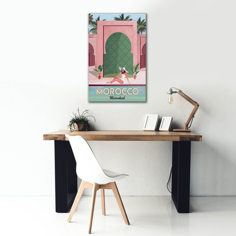  Art mural en toile, "Morocco Travel Affiche" par 26 "x 40", H 40 po x l 26 po