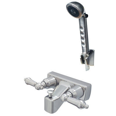 RV/Motorhome Two Handle Non-Metallic Tub Shower Diverter with Matching Hand Held Shower Set