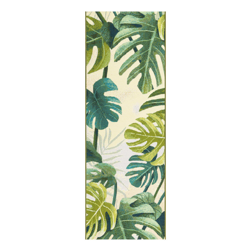 Tapis intérieur / extérieur floral Cindina, Tapis de couloir 2 pi x 6 pi
