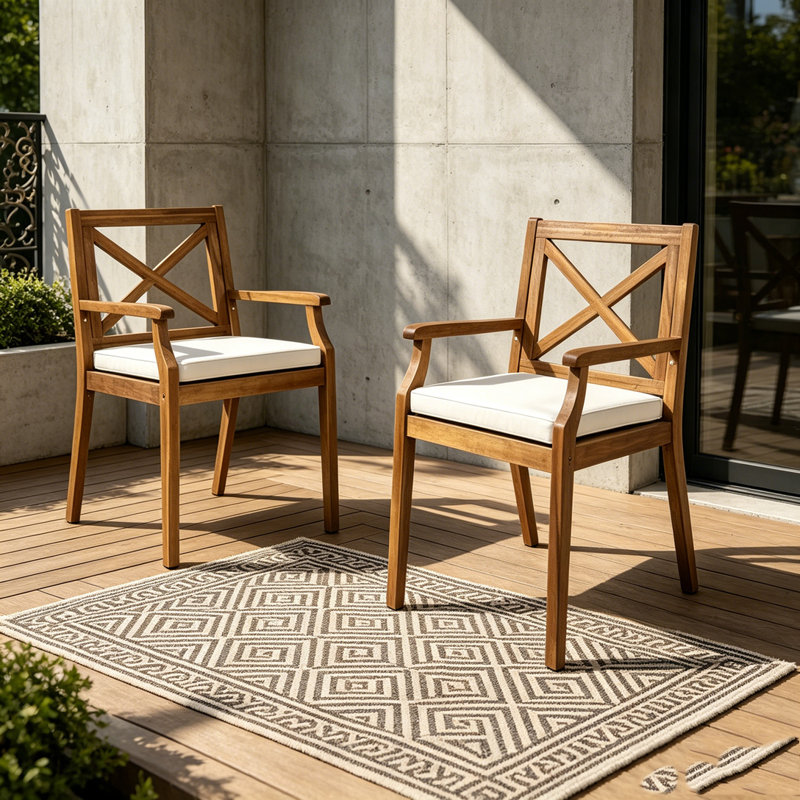 Chaise longue de patio 2 pièces, Crème