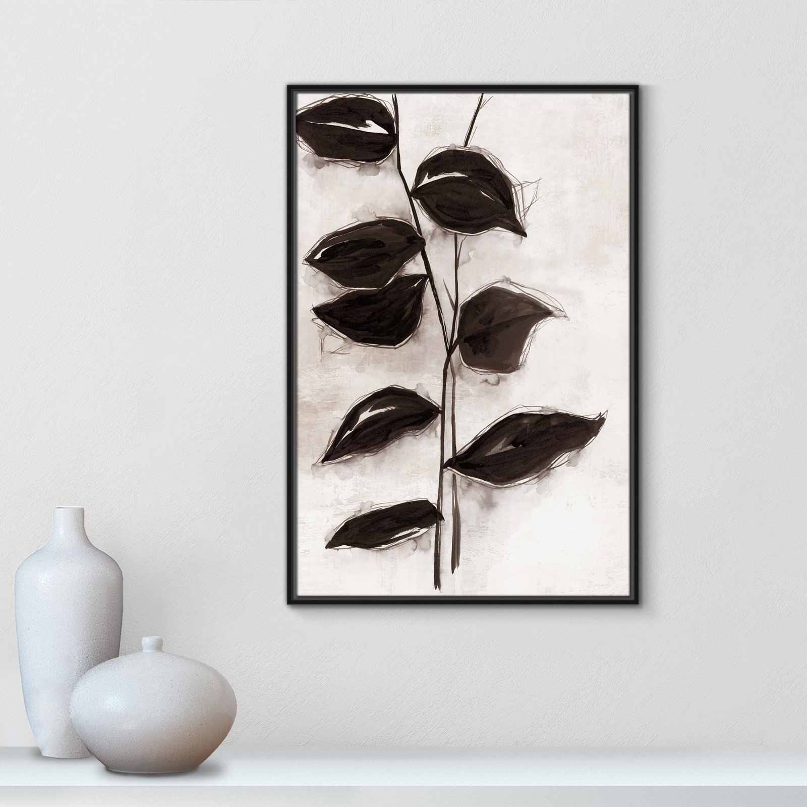 Leaves "Leaves I" Print, Black Framed, 37.5" H x 25.5" W x 2" D