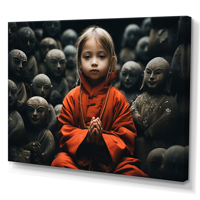 " Japon Art Jizos Guardianship IV ", Wrapped Canvas, 34" H x 44" W x 1.5" D