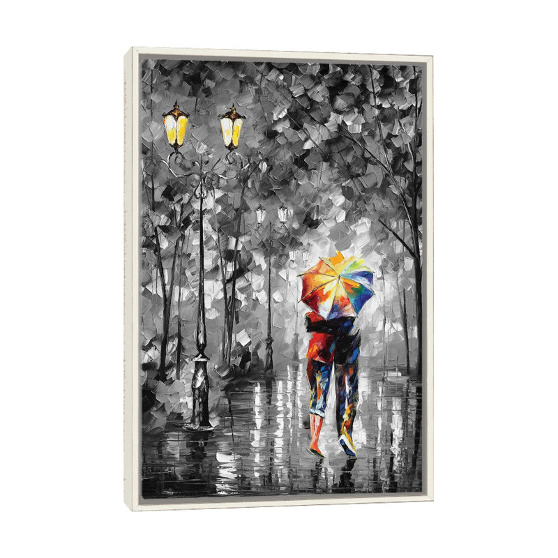 Under One Umbrella - reproduction d'art murale - toile encadrée, H 48 po x l 32 po, Beige