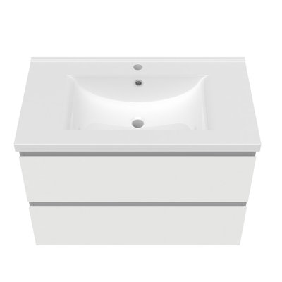 Nihya 790 mm Wall Mounted Combined Vanity Unit with Drop In Resin Basin
