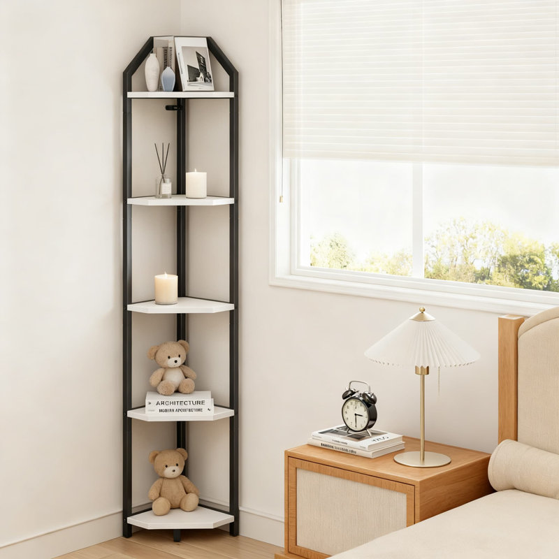 5-Tier Corner Bookshelf For Home & Office, 70-Inch Tall Heavy-Duty Storage Shelf With Adjustable Shelves, Space-Saving Plant Stand For Living Room And Small Spaces
