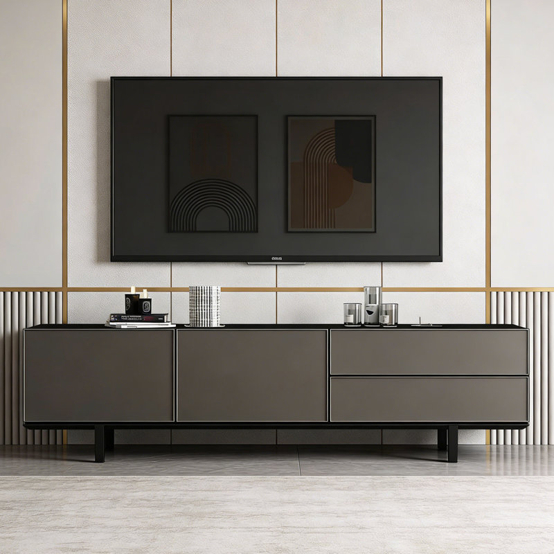 Meuble télé avec rangement Modern, H 22,44 po x L 78,74 po x l 15,74 po, Noir/gris