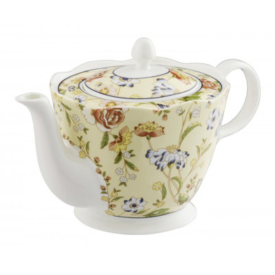 Belleek Home Cottage Garden 1 mL Stovetop Safe Bone China Floral Teapot For