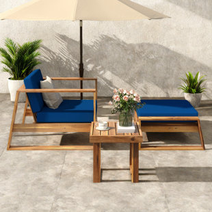 Patio Lounge Chair with Ottoman and Cushions