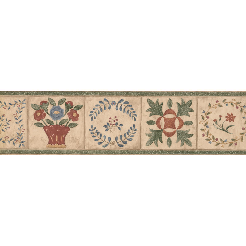 Bordure de papier peint floral et botanique abstraite L 15 pi x l 6,25 po Betances Bathroom Design