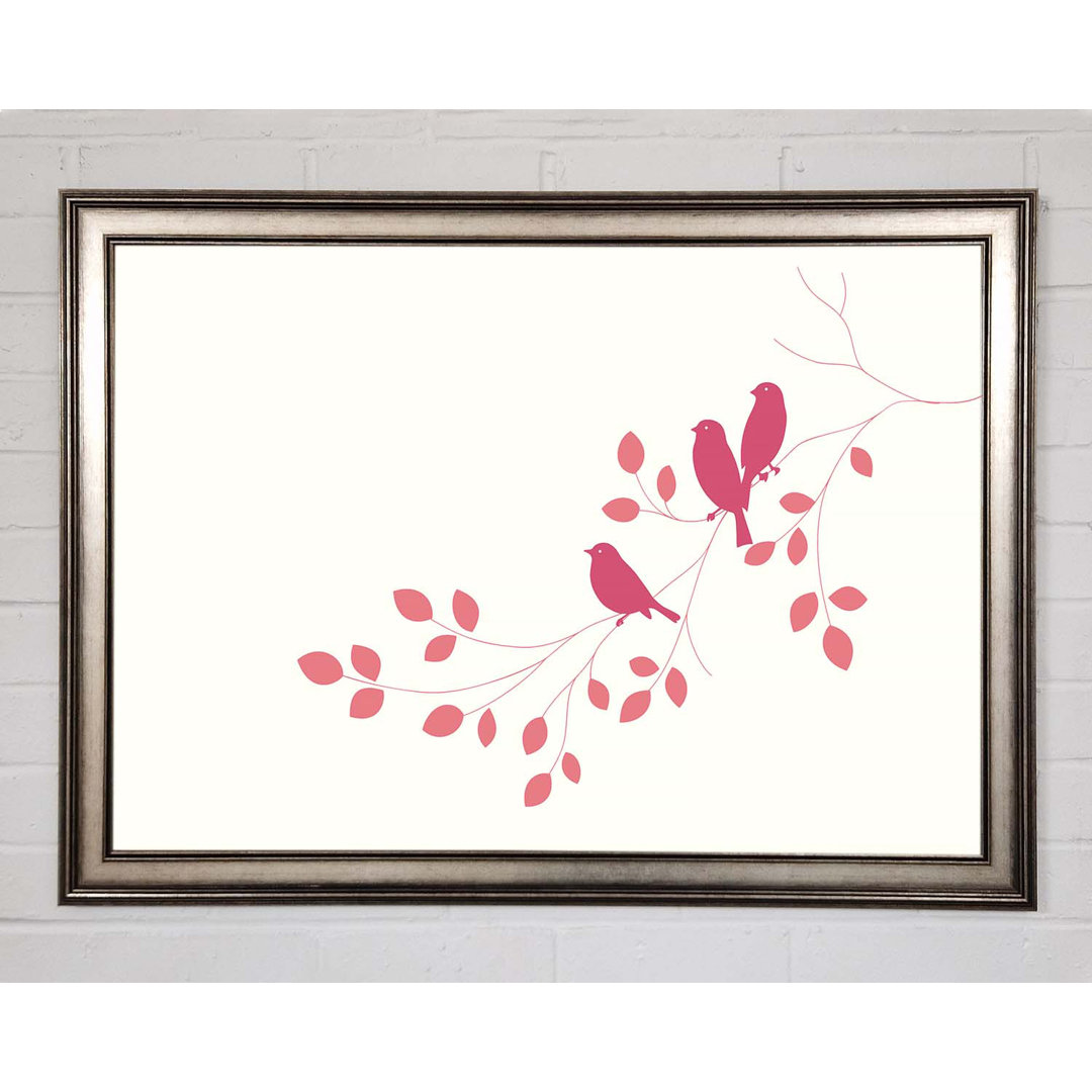 Pink Bird Leaves - Einzelner Bilderrahmen Kunstdrucke