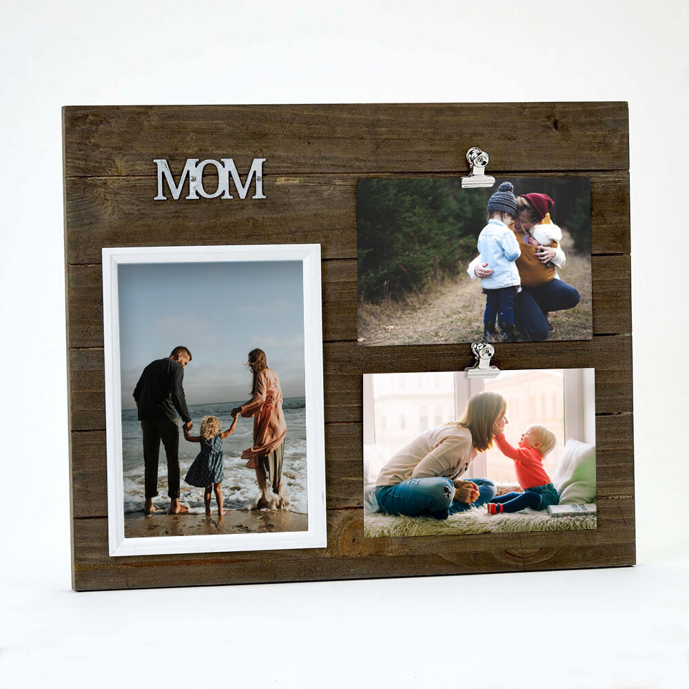 6-Opening 19 x 14.5 Two-Toned Picture Frame Wall Collage, Displays Two 4x4, Three 4x6 and One 5x7 Gracie Oaks Color: Black