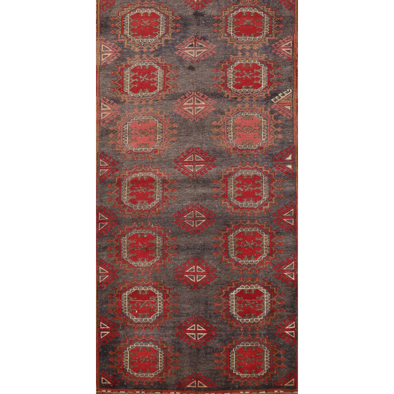 Tapis géométrique en laine vieilli 4 x 7