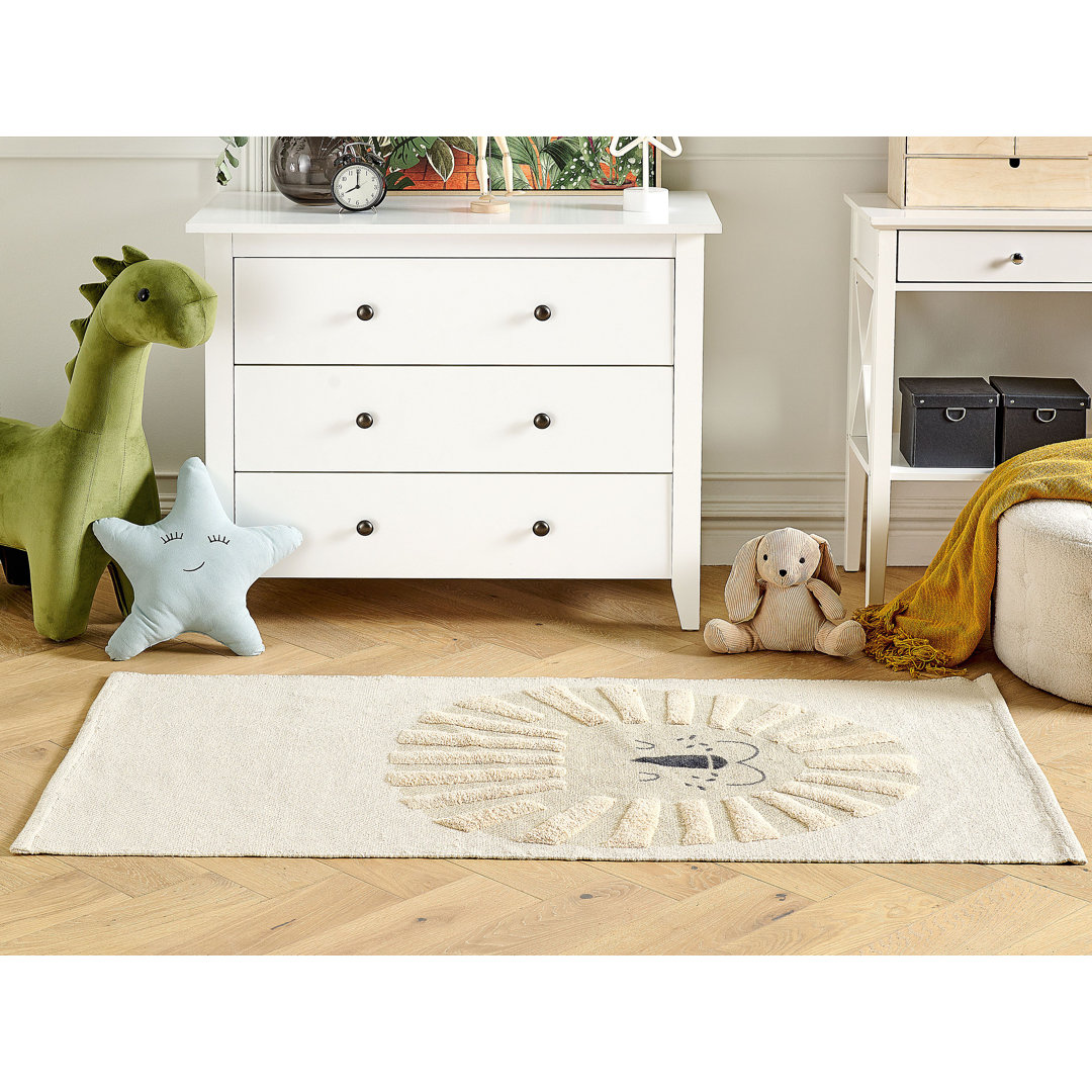 Handgefertigter Teppich Higdon in Beige