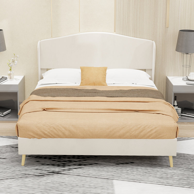 Lit tapissier luxueux, Beige, Full