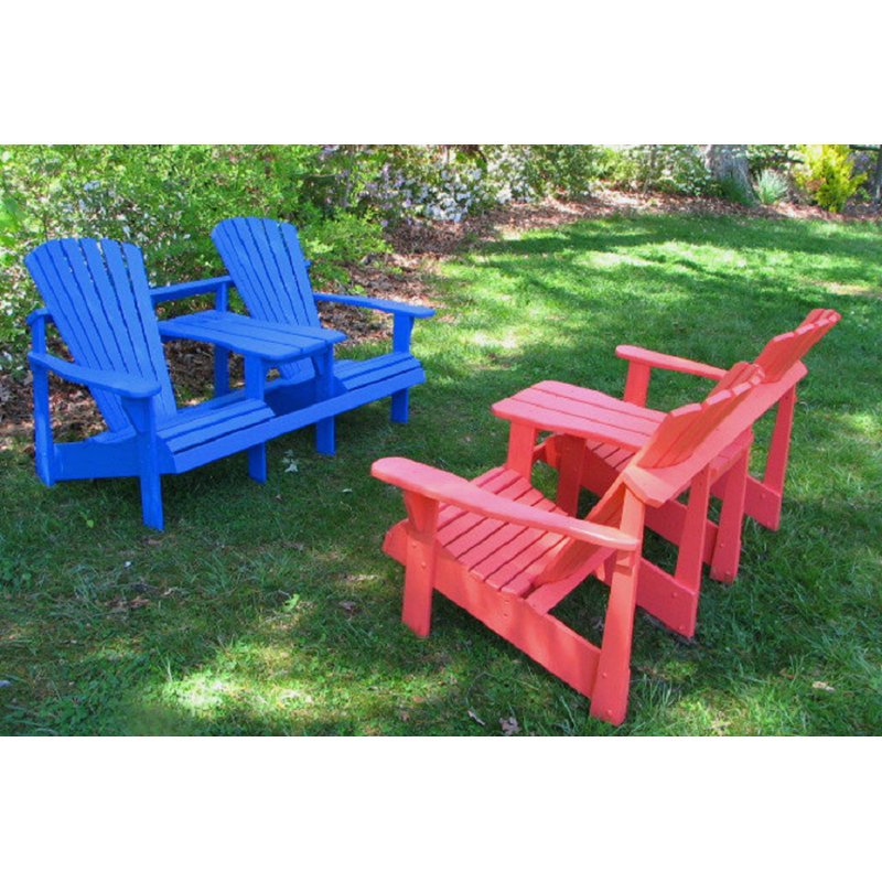 Adirondack Double Seater - Pressure Treated and cured Solid Wood with Built-In Table & 1-5/8" Umbrella Hole, Purple