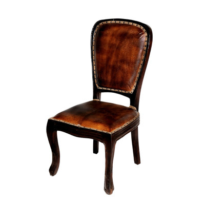Chaise rembourrée en cuir véritable Aryhanna