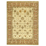 Hand Knotted Wool Area Rug in Cream And Red