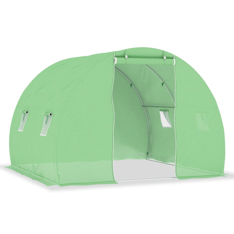 Greenhouse Green Polyethylene Mesh Fabric with Galvanized Steel Frame Medium Outdoor Plant House, Green