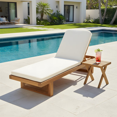 Wood Lounger With Small Side Table