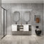 Meuble-lavabo mural 60 po avec lavabo en céramique, portes à fermeture en douceur, meuble-lavabo blanc brillant et 1/2 porte en verre gris, petite tablette de rangement, contreplaqué-1053584901