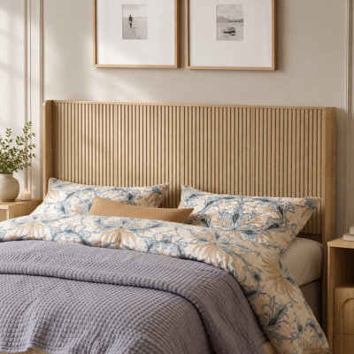 King Size Headboard Only, 78.7" Wide Wooden Headboard, Modern Farmhouse Head Board, Wall Mounted Headboard, Fluted Panel, Wingback Boho Head Board (Oak, King)