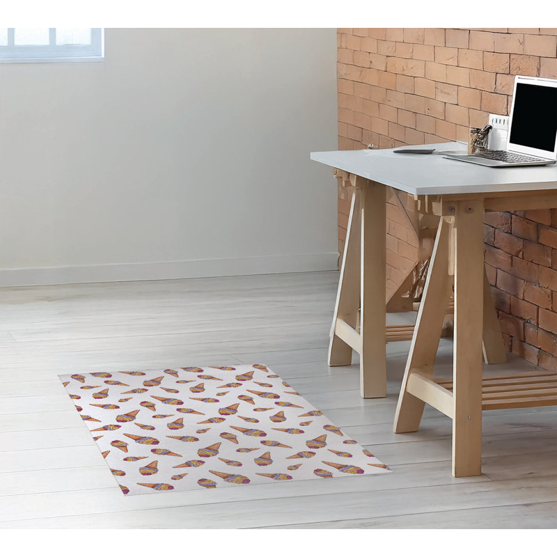 Tapis de bureau léger Summer Ice Cream, L 48 po x P 72 po, Blanc