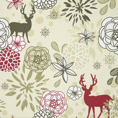 Aliannah Deer Flowers Christmas Fabric