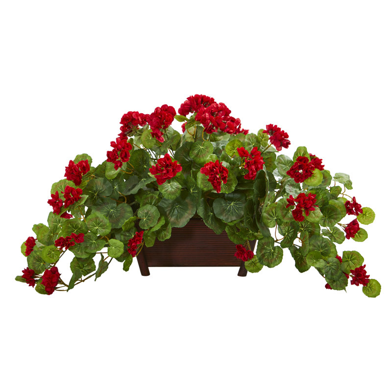 Arrangement floral artificiel géranium dans un pot de fleurs