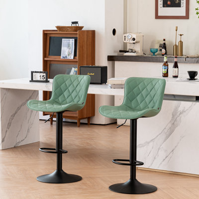 Denan Swivel Adjustable Height Bar Stools, Leather Modern Barstools, Upholstered Counter Stool