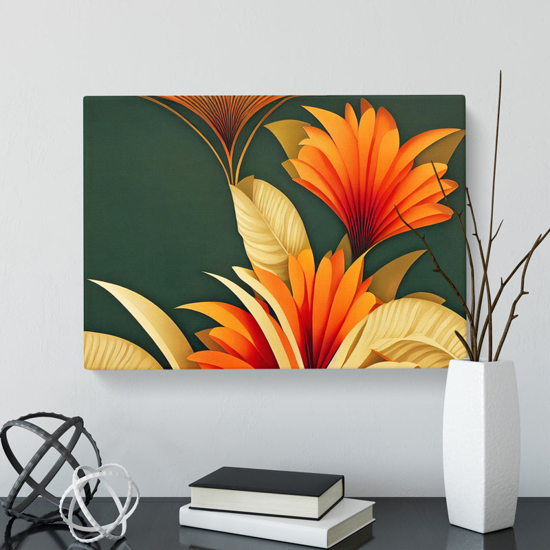 Spectacular Flowers Art Deco - Wrapped Canvas Print, 40cm H x 60cm W x 3cm D