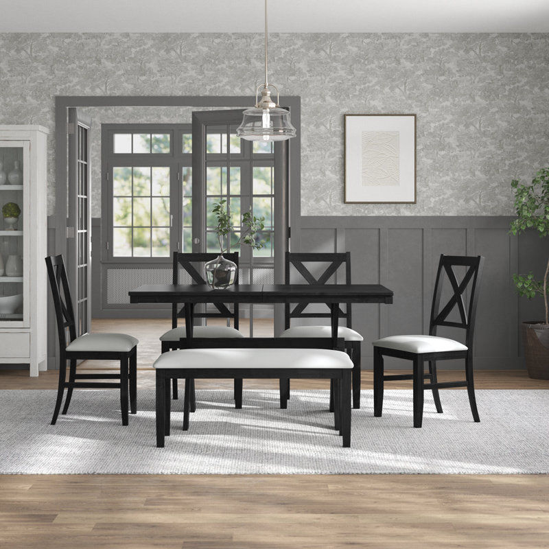 Ensemble repas pour 6 personnes Shawn, Noir
