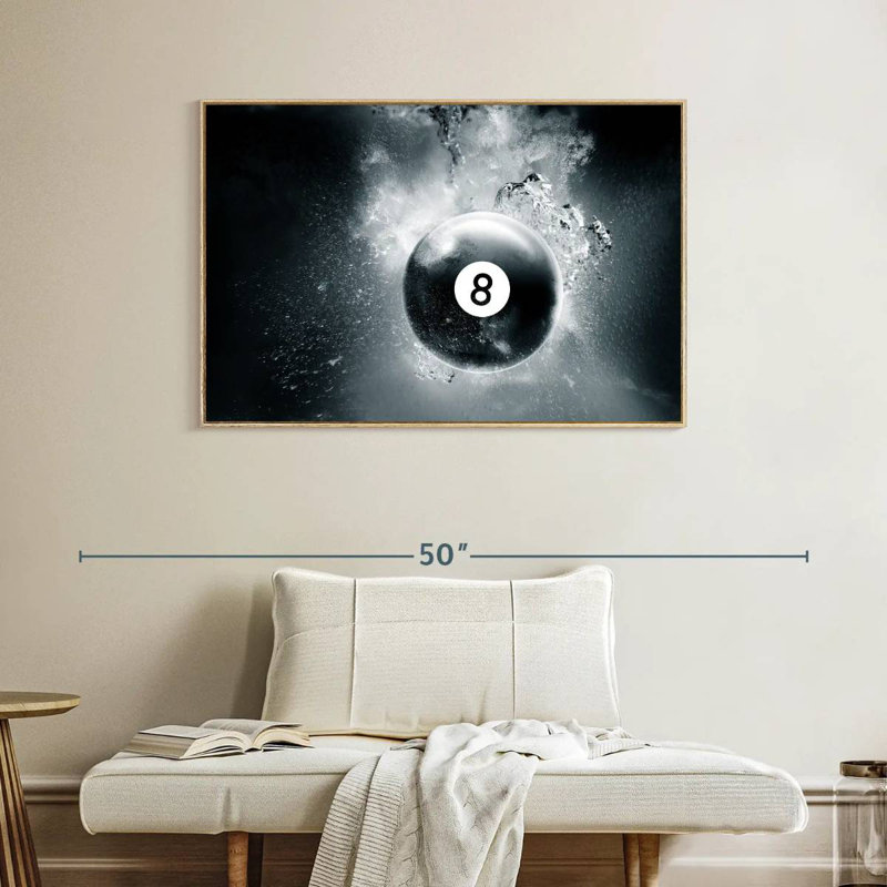 Goutte d'eau à huit boules, 40 po x 27 po, Cadre flottant en bois naturel