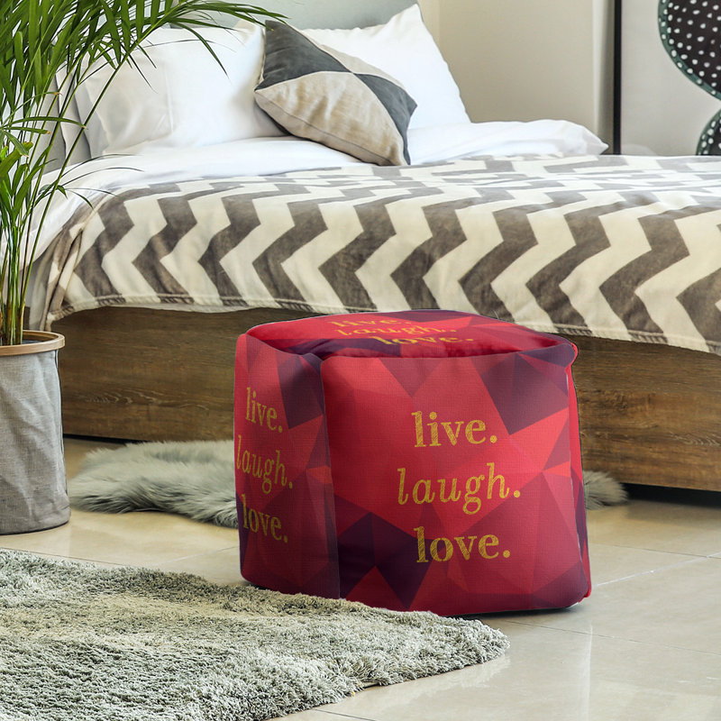 Upholstered Ottoman, Ruby/Gold