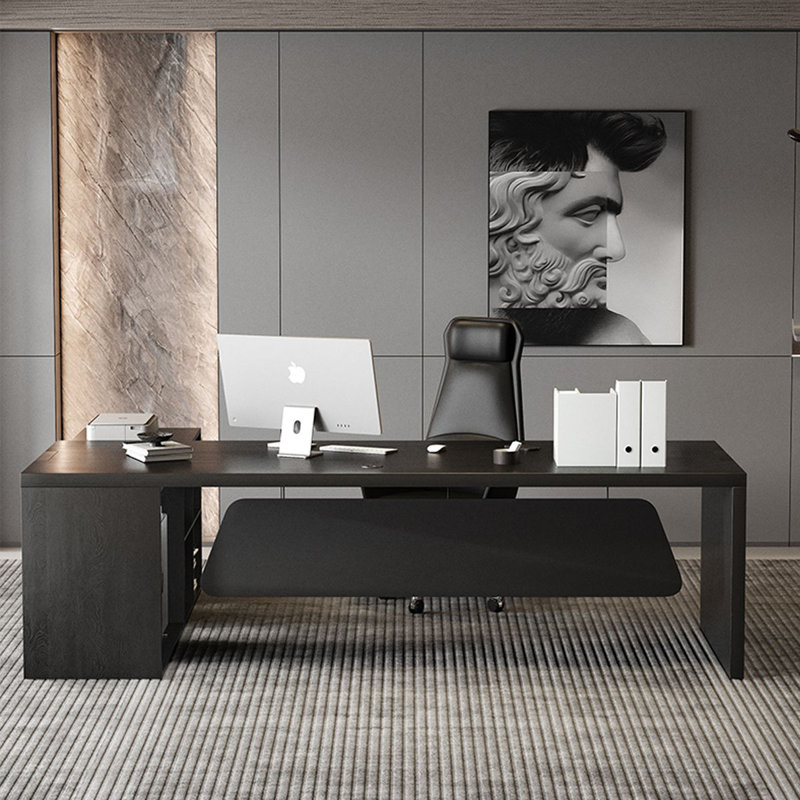 Bureau en bois massif en L massif avec armoire latérale Modern Minimalist, H 29,53 po x l 62,99 po x P 31,5 po