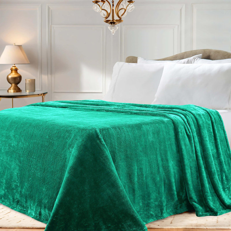 Evergreen Full Reversible Fleece Wool Throw Blanket