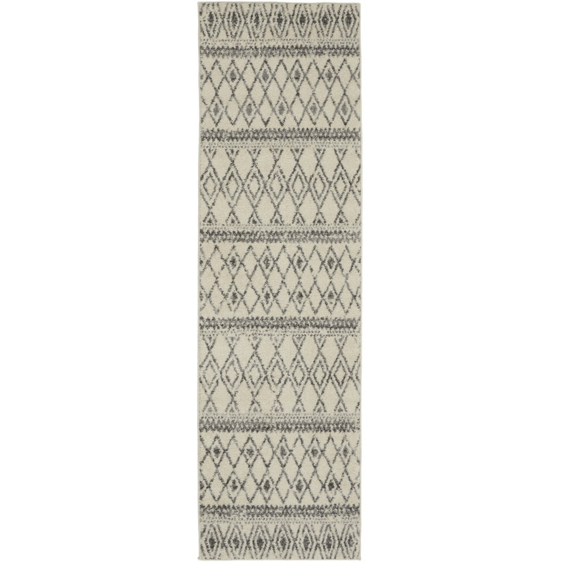 Tapis ivoire scandinave Augusta, Tapis de couloir 2 pi 2 po x 7 pi 6 po