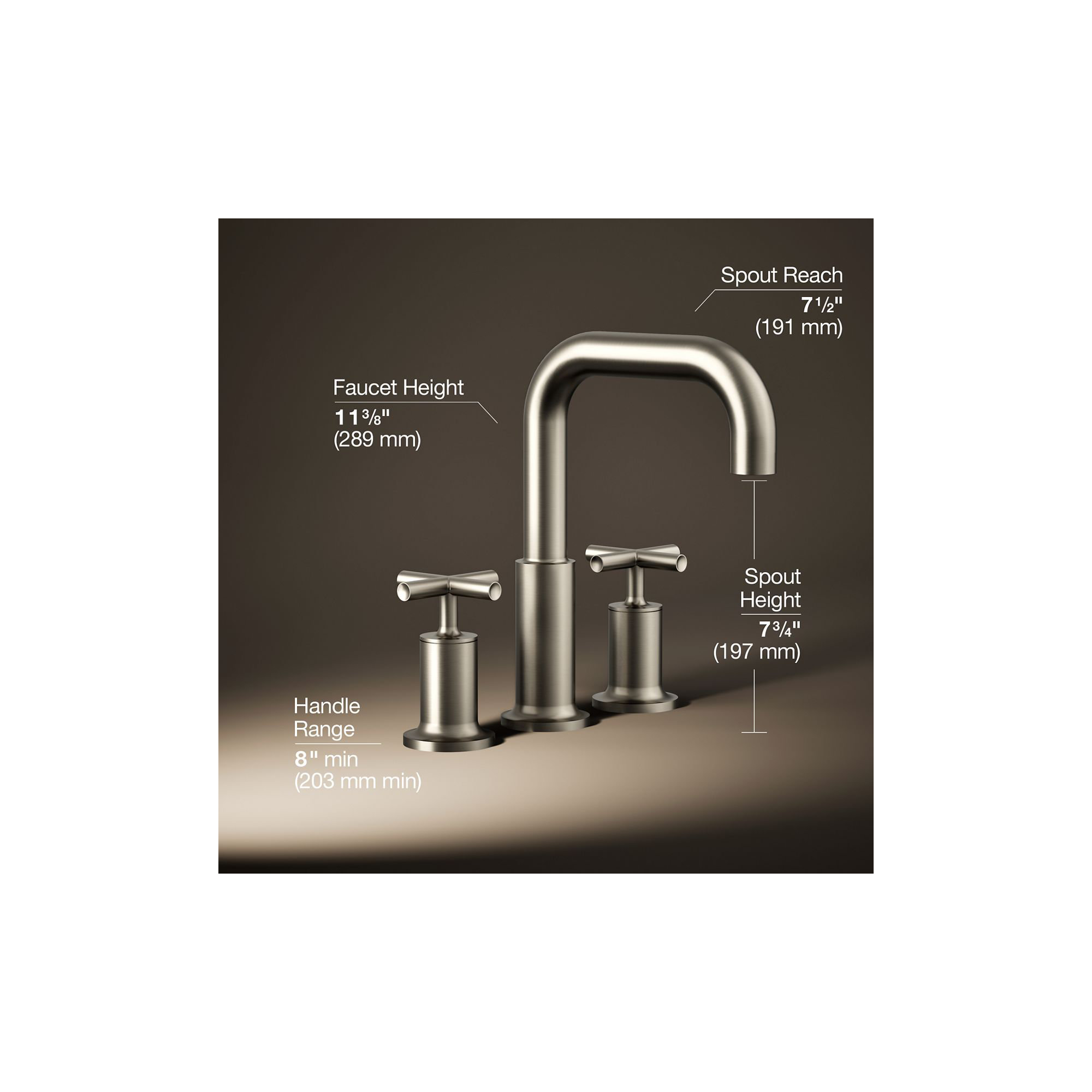 Purist Deck-Mount Bath Faucet Trim for High-Flow Valve with Cross Handles, Vibrant Brushed Nickel
