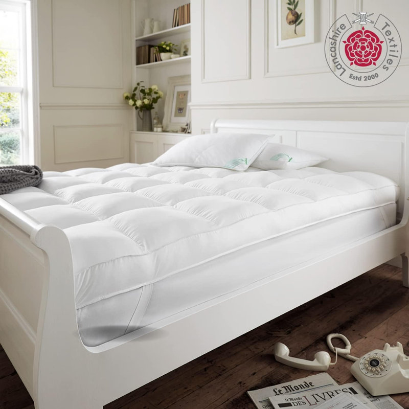 Searce Extra Thick 4 Inch Mattress Topper | Sleep On A Cloud Hollowfibre Filled 100% Cotton Extra Thick Mattress Topper | 230 Thread Soft Mattress Topper- Bunk Bed