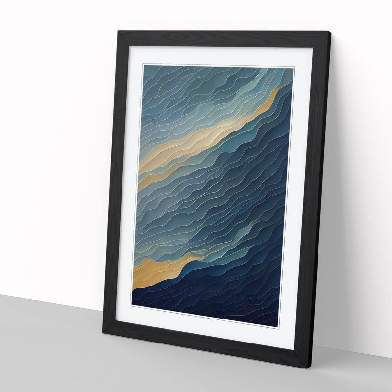 Caskey Ocean Abstract Vol.1 - Single Picture Frame Print, 64cm H x 46cm W x 2cm D, Walnut