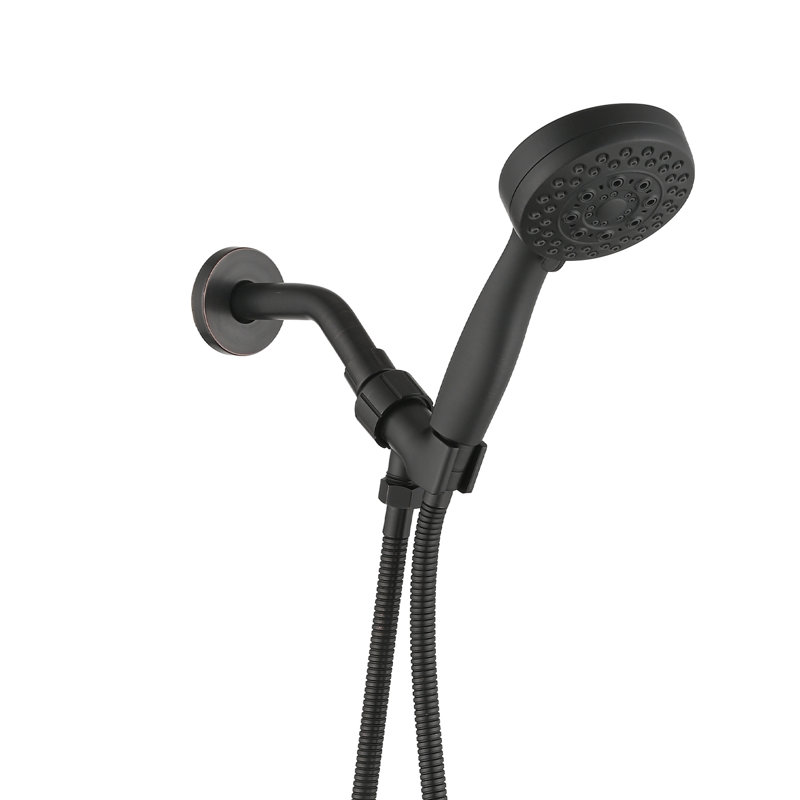 Douche à main haute - 5 réglages réglables, amovible, bronze huilé, tuyau inclus, mode bronze à main, jet puissant, installation facile, fabrication en ABS