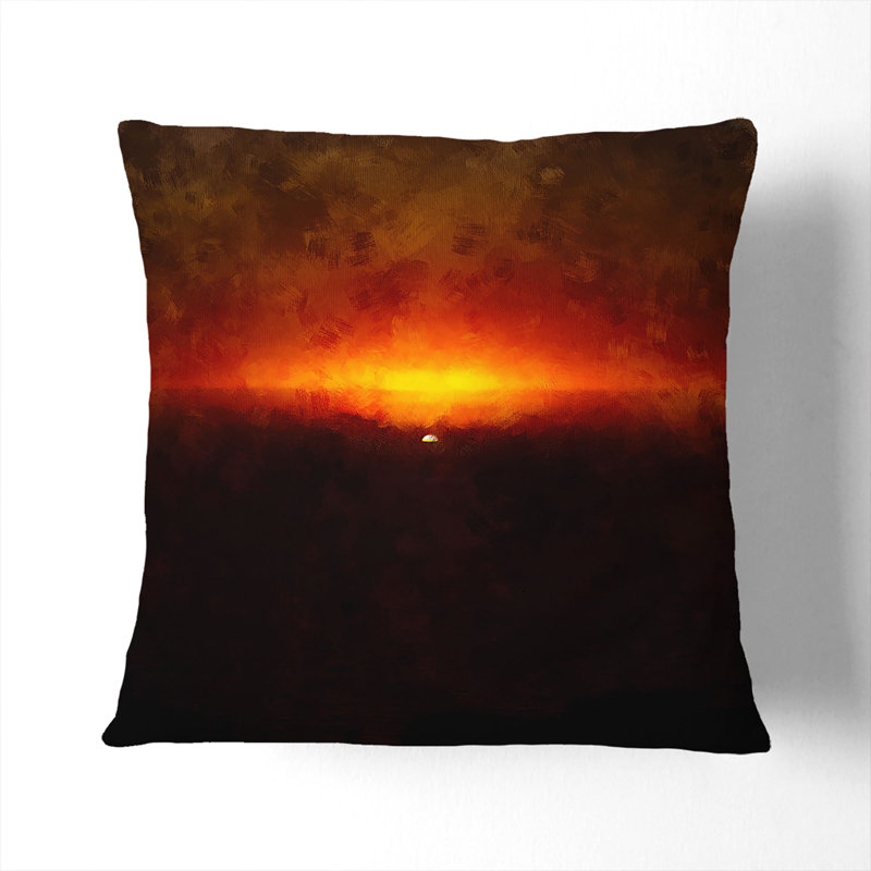Striking Sunset Cushion with Filling, Black, 40cm H x 40cm W x 15cm D