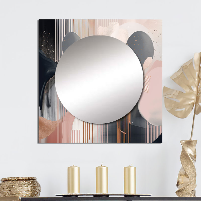 Aerilyn - Art mural miroir carré abstrait en marbre pour salle de bain, 36 po x 36 po