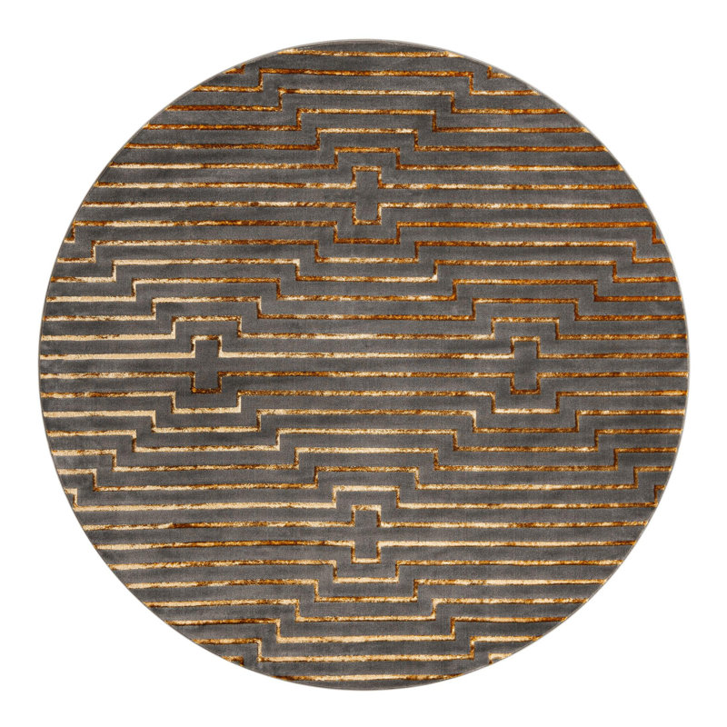 Tapis Mirage Nikica Latitude Run® gris et or, Rond 10pi