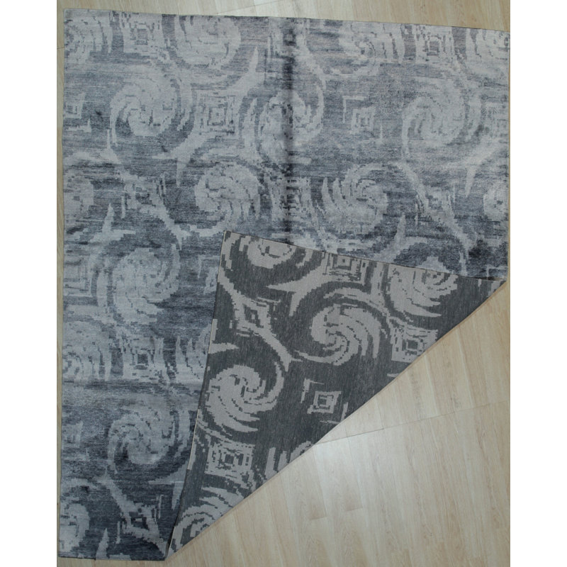 & Bamboo Silk Gray Hand Knotted Area Rug