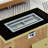 43" Deck Fire Pit Table, 60000 Propane Gas, Rectangular Open Weave With Glass Wind Guard For Patio Garden Backyard - Orange & Mustard Yellow Outdoor Table Blue Stones,