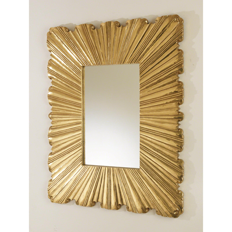 Linenfold Mirror, 39.25" H x 31.5" W, Brass
